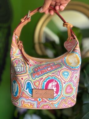 Limited Edition Dooney & Bourke Multicolor Disney Princess Canvas Shoulder Bag